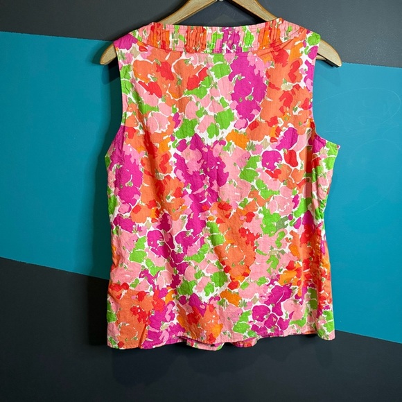 Pink and Orange Pleated Sleeveless Blouse - Picture 6 of 9
